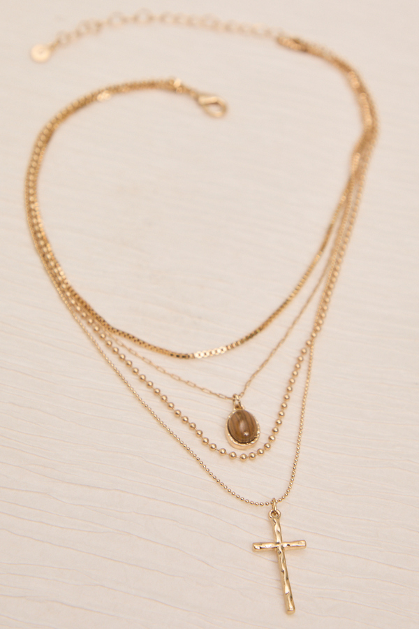 Dainty Layered Cross Necklace - Altar'd State