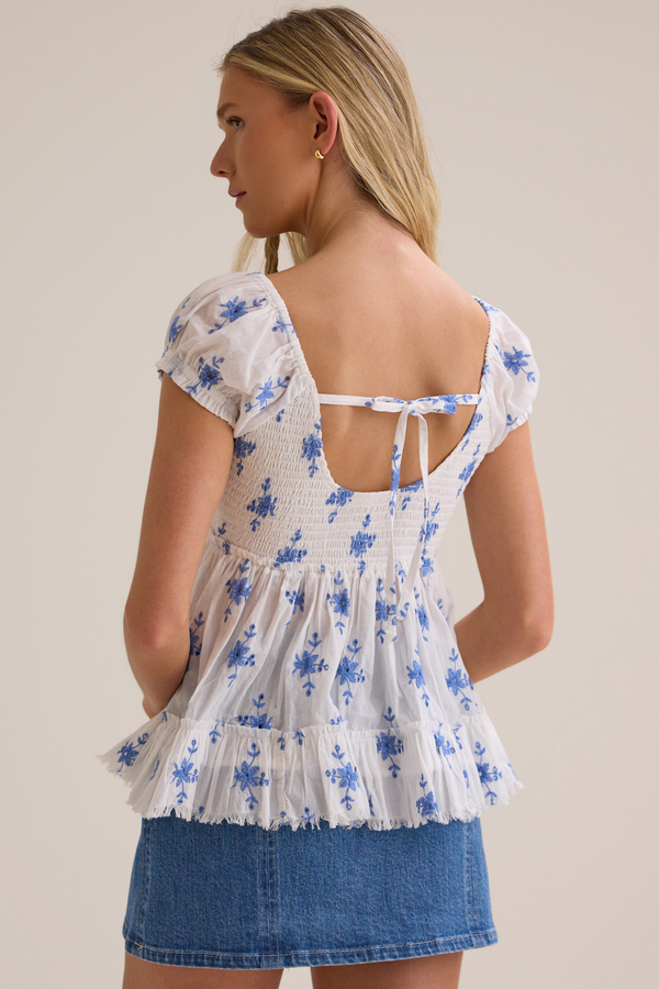 Lacey Embroidered Babydoll Top Detail 6 - Altar'd State