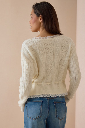 Tobi Pointelle Button Cardigan - Altar'd State - 