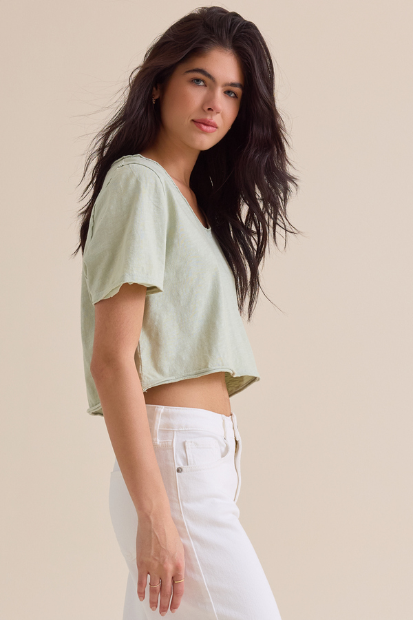 Vera Cropped Lace Tee Detail 4 - Altar'd State