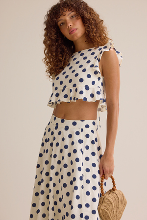 Billie Polka Dot Linen Top - Altar'd State - 