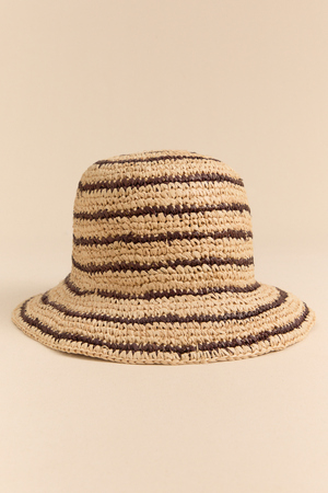 Raffia Striped Bucket Hat - Altar'd State - 