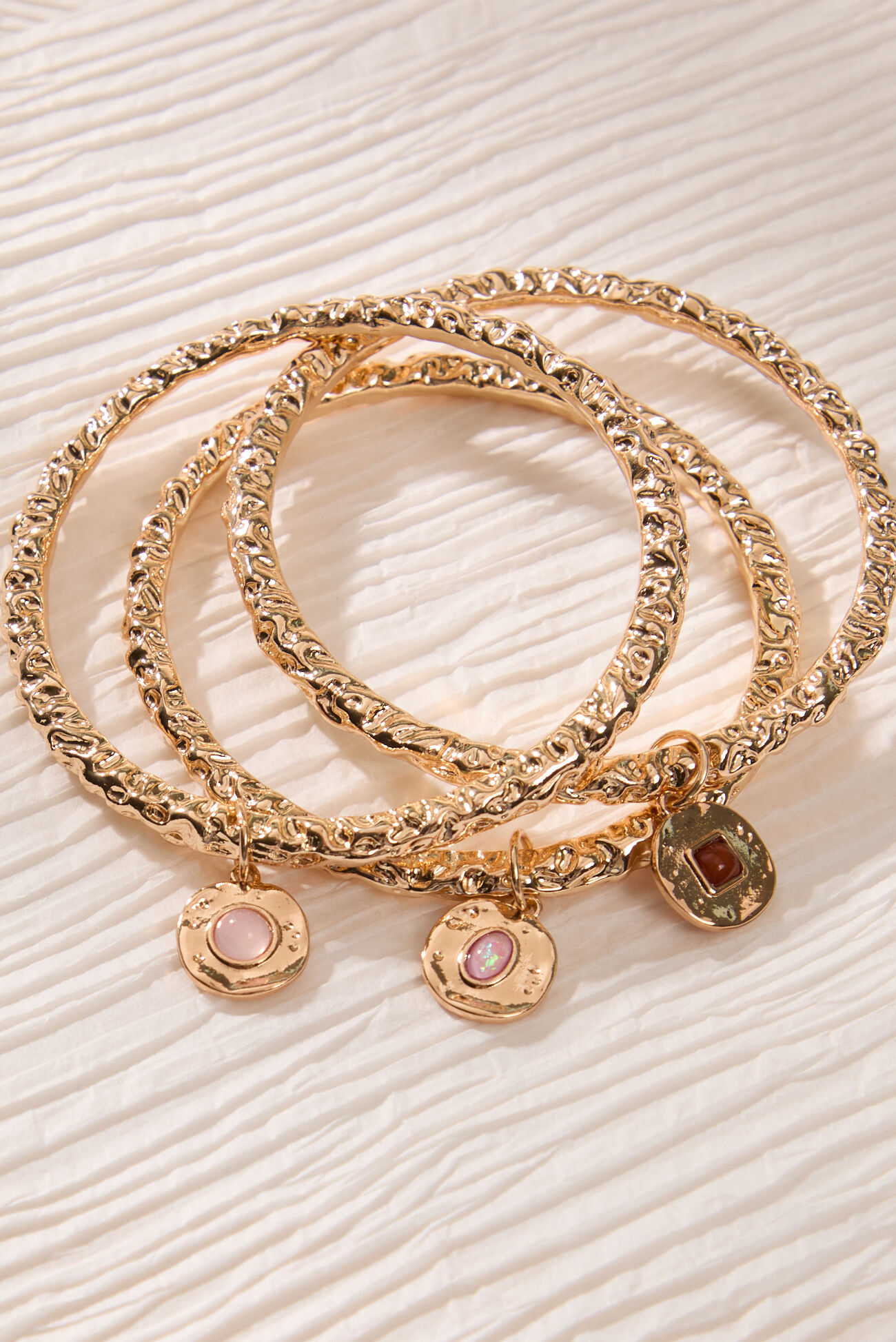 Golden Coast Hammered Bangle Set