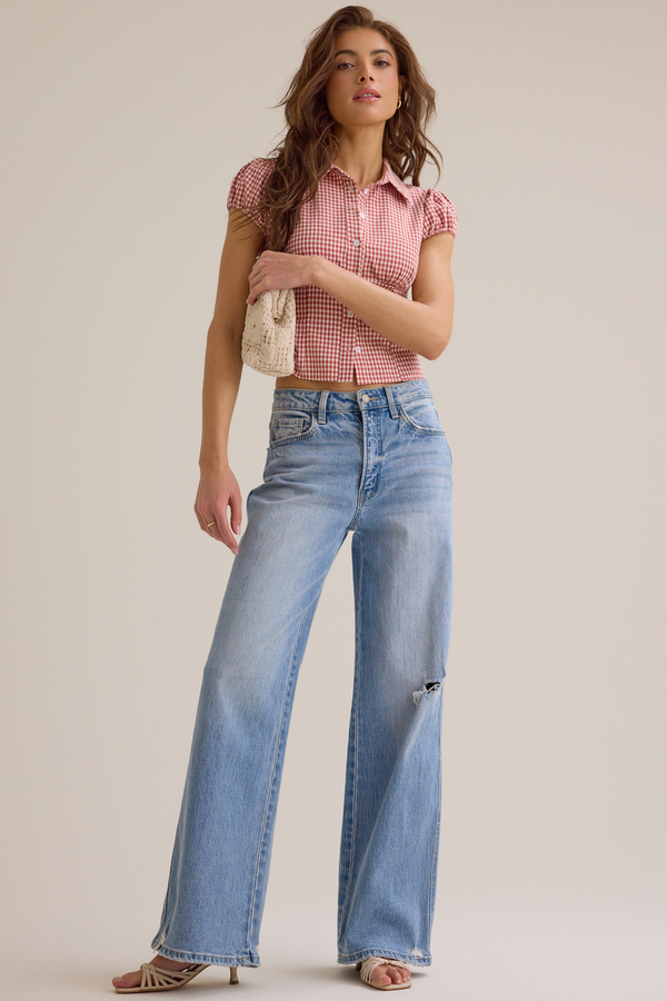 Bonnie Gingham Button Up Top Detail 2 - Altar'd State