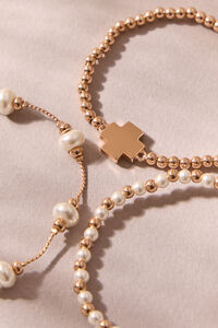 Pearl Cross Stretch Bracelet 3 Pack Detail 2 - Altar'd State