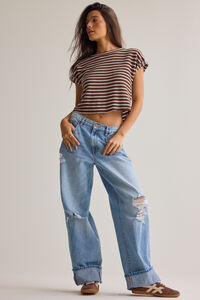 Hattie Stripe Roll Sleeve Crew Detail 3 - Altar'd State