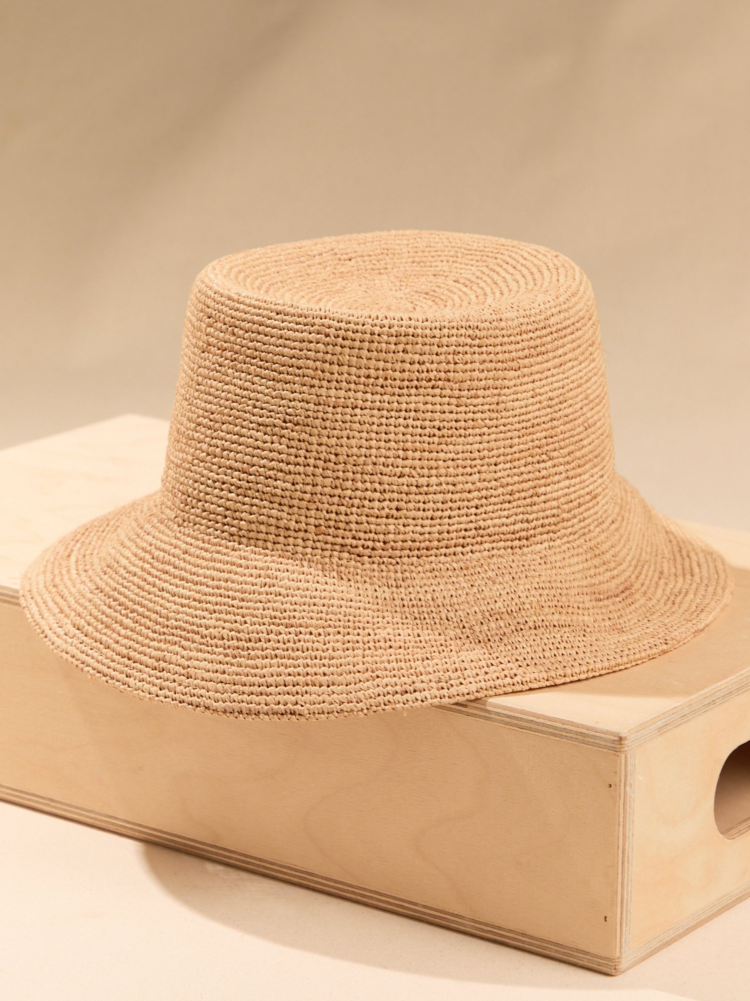 Chloe Raffia Bucket Hat in Natural | Altar display picture 1
