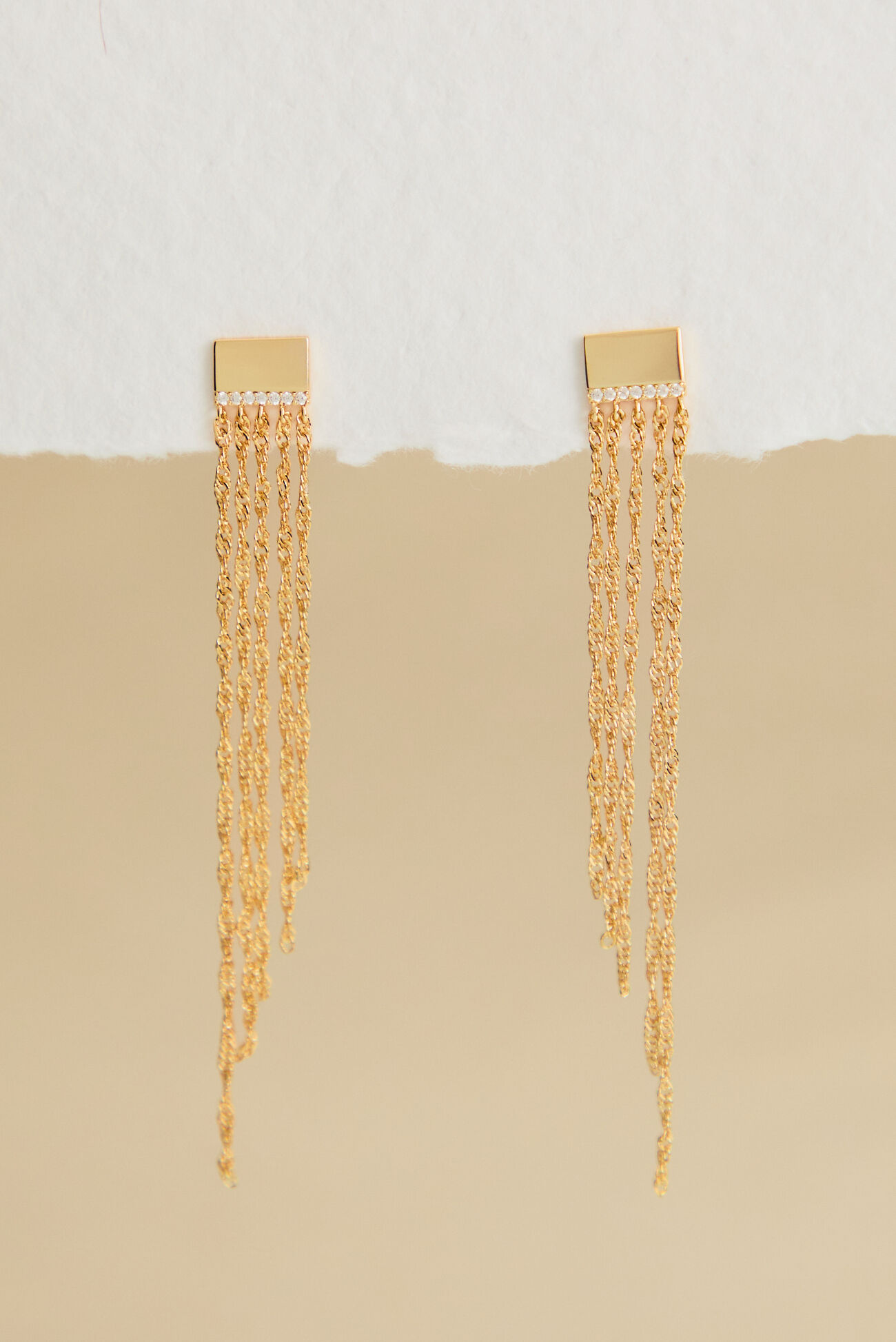 Square Post Chain Dangle Earring