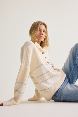 Lottie Stripe Button Up Sweater - Altar'd State - 