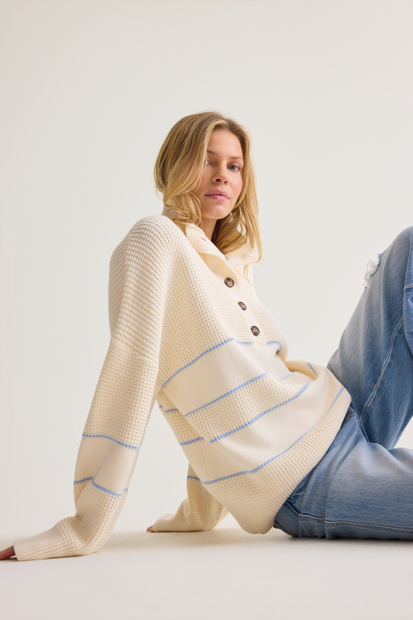 Lottie Stripe Button Up Sweater - Altar'd State