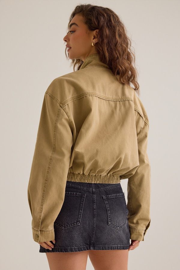 Faith Twill Bomber Jacket Detail 6 - Altar'd State