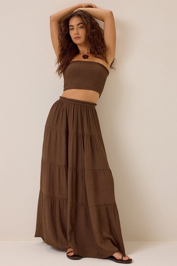 Tate Tiered Flowy Maxi Skirt Detail 5 - Altar'd State