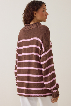 Carolyn Mock Neck Striped Sweater - Altar'd State