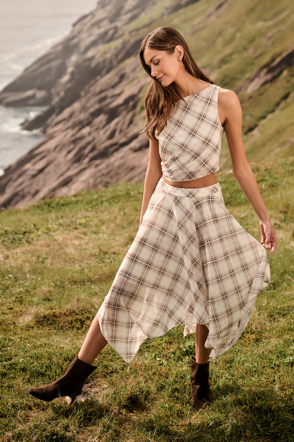 Marin Plaid Asymmetrical Top Detail 4 - Altar'd State