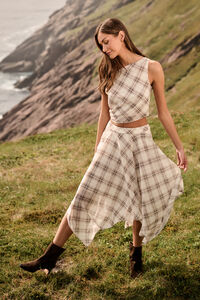 Marin Plaid Asymmetrical Top Detail 4 - Altar'd State