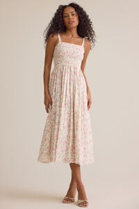 Thea Smocked Floral Midi Mama Dress Detail 2 - Altar'd State