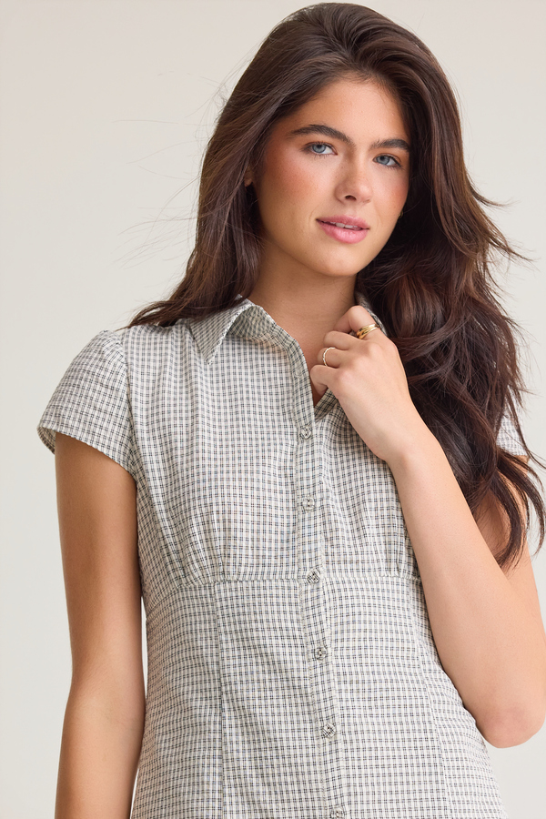 Hallee Plaid Mini Dress Detail 2 - Altar'd State