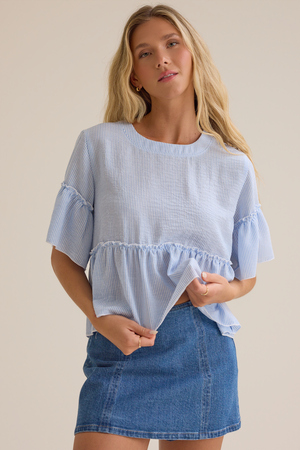 Calista Stripe Peplum Top - Altar'd State