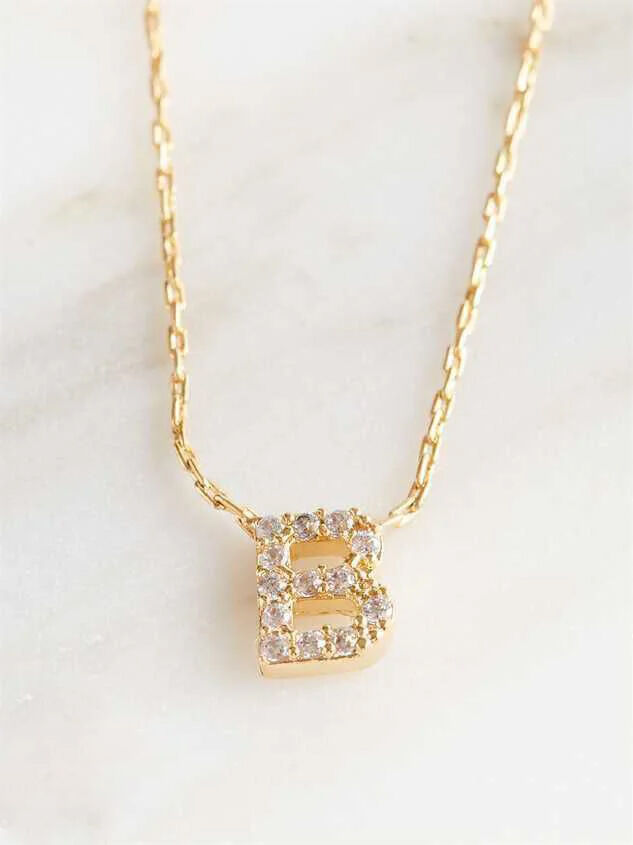 Rhinestone Initial Necklace – B | Altar 