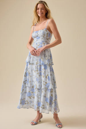 off shoulder dress wedding guest Ever-Pretty Chic Spaghetti Strap Chiffon Midi Budget Bridesmaid Dress with Ruffles Sleeve