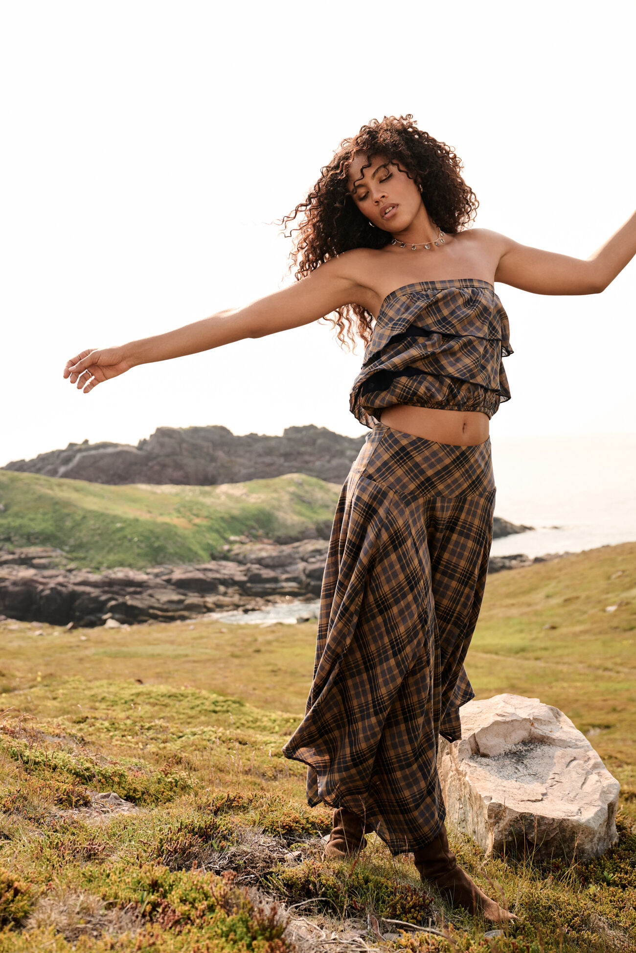 Camden Plaid Handkerchief Midi Skirt