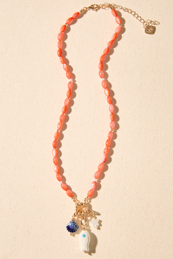 Enamel Fish Beaded Necklace Detail 2 - Altar'd State