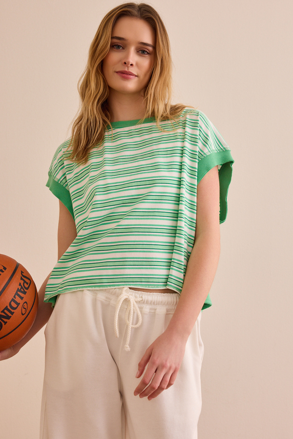 Sprint Stripe Tee Detail 4 - Altar'd State
