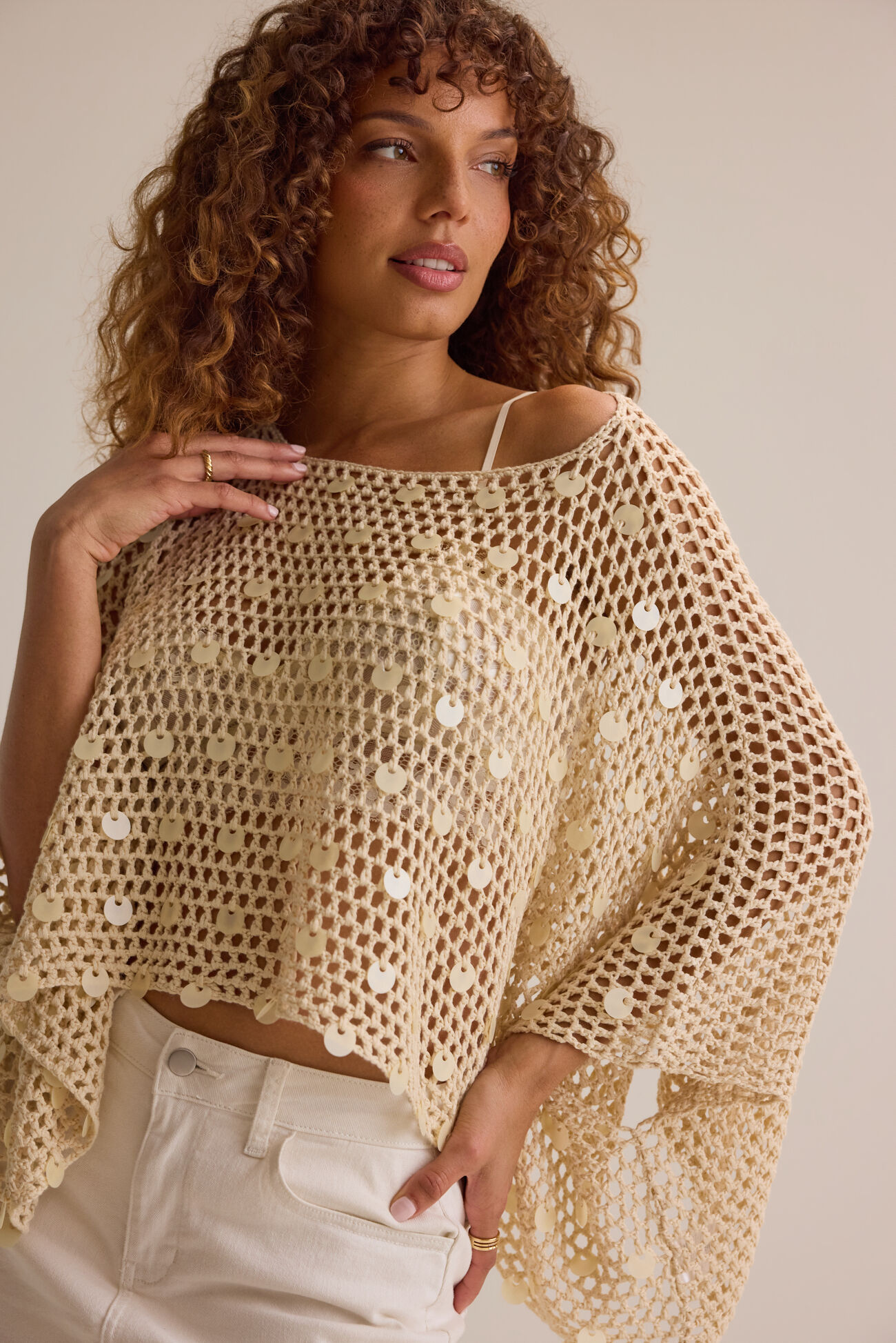 Josephine Crochet Sequin Poncho