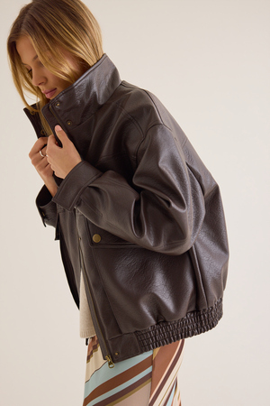 Mona Leather Bomber Jacket - Altar'd State - 