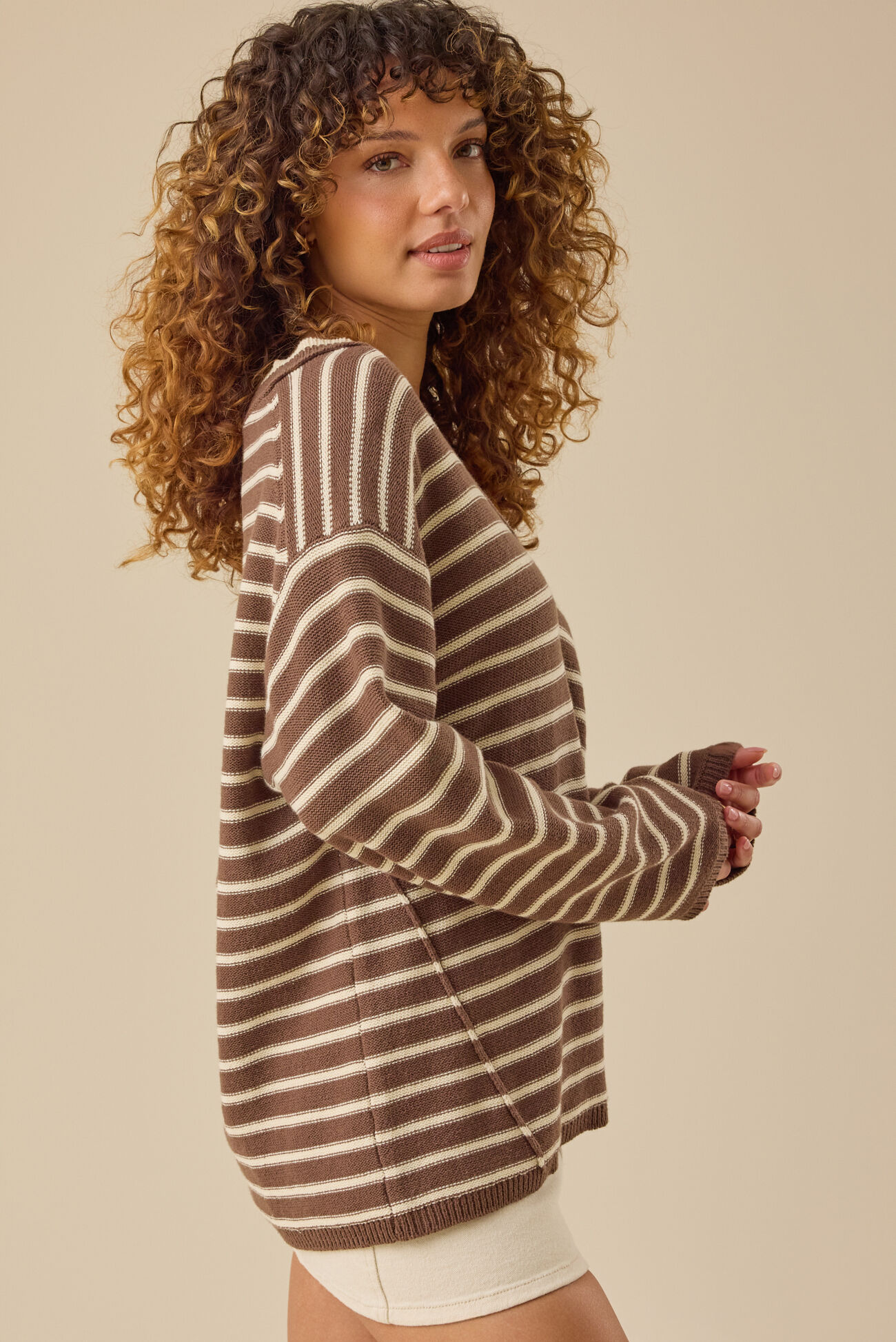 Talia Striped V-Neck Sweater