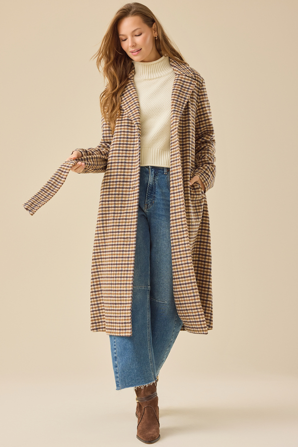 Katrina Plaid Overcoat Detail 4 - Altar'd State