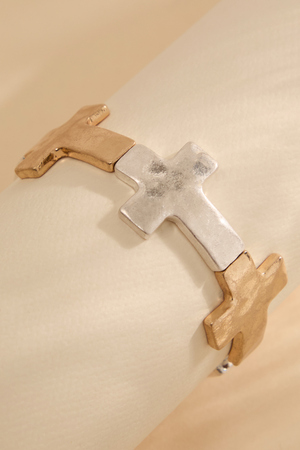Hammered Cross Stretch Bracelet - Altar'd State - 
