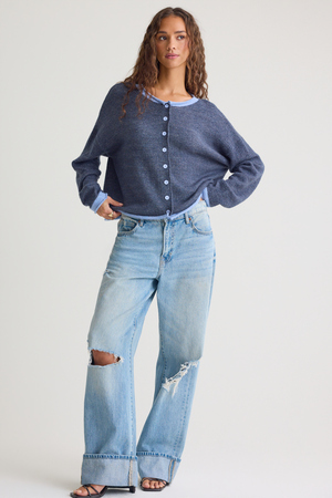 Kris Contrast Trim Button Cardigan - Altar'd State - 