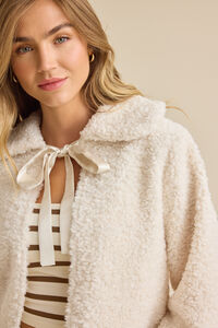 Clara Satin Tie Fur Jacket Detail 4 - Altar'd State