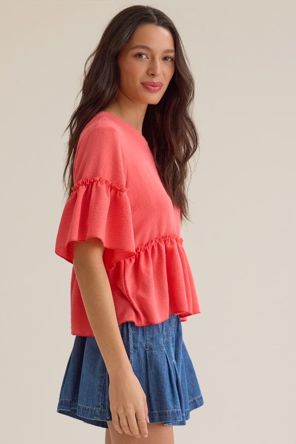 Jackie Ruffle Sleeve Top Detail 3 - Altar'd State