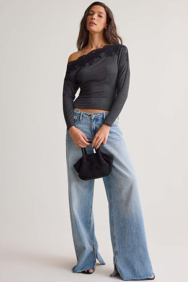 Colin Asymmetrical Lace Top Detail 2 - Altar'd State