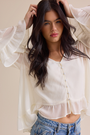 Kariss Chiffon Ruffle Top - Altar'd State - 