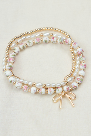 Painted Beads and Bow Bracelet Set - Altar'd State - 