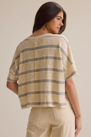 Dylan Striped V-Neck Top - Altar'd State - 
