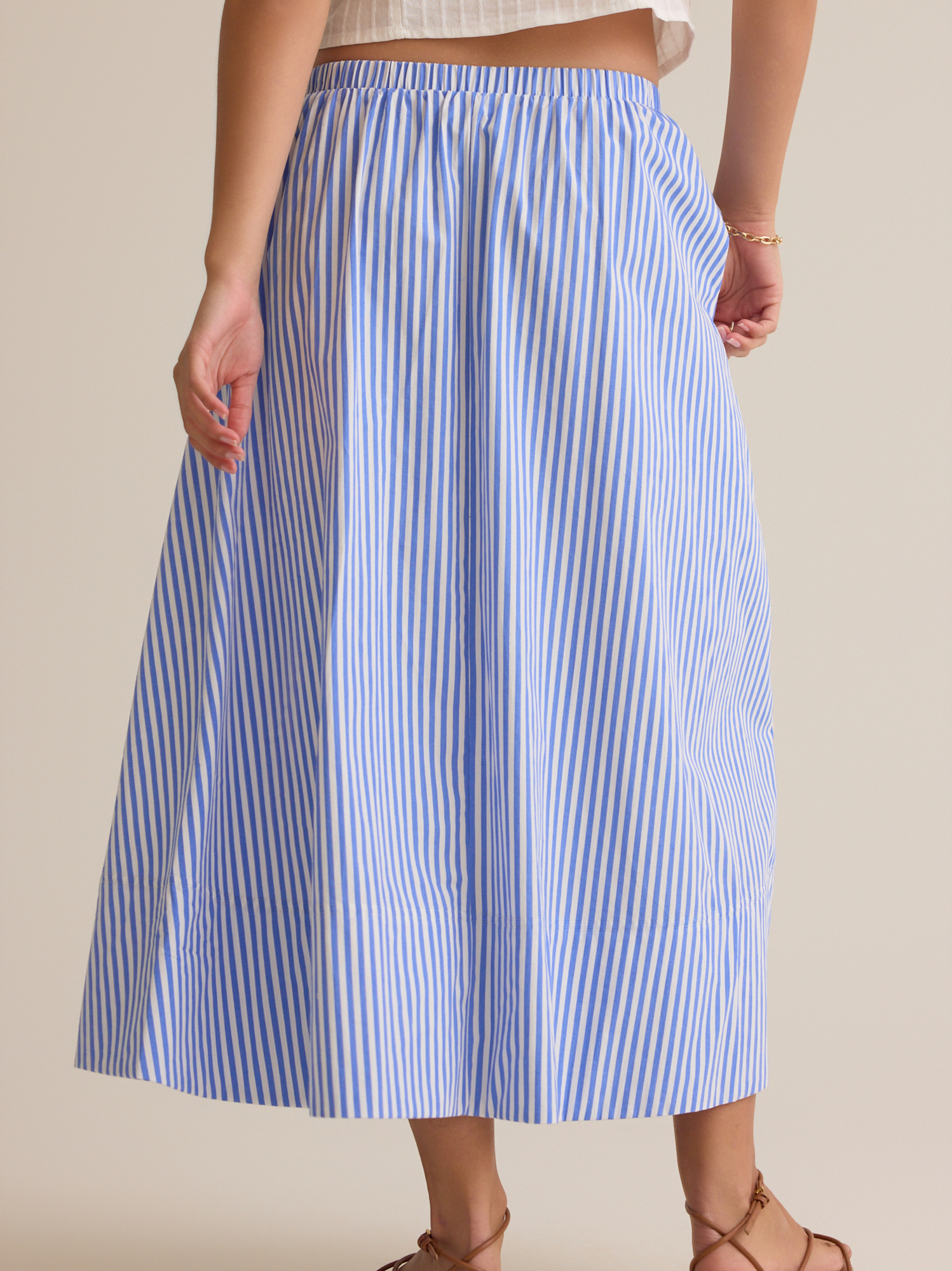 Sloane Stripe Midi Skirt in Blue & Ivory | Altar