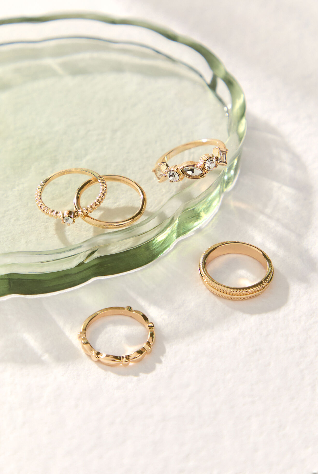 Crystal Stone Ring Set