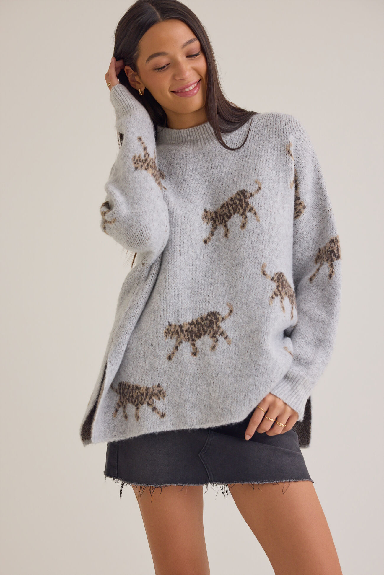 Kerri Cheetah Pullover Tunic Sweater