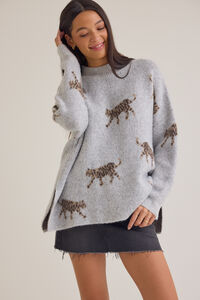 Kerri Cheetah Pullover Tunic Sweater Detail 2 - Altar'd State