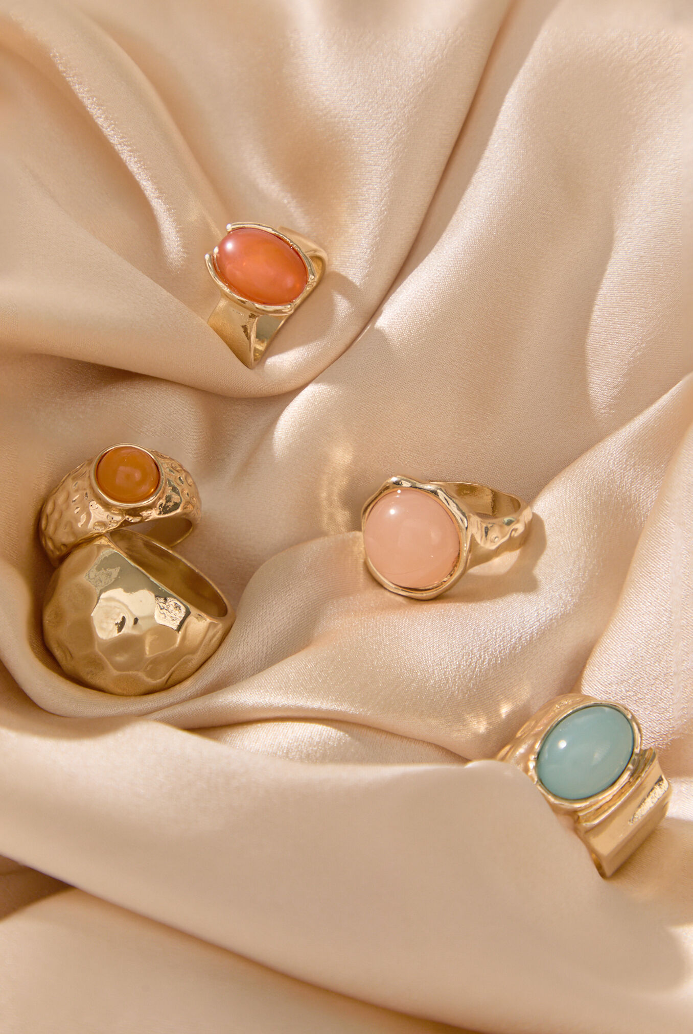 5 Pack Stone Ring Set