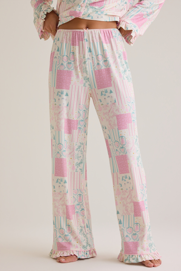 Angelina Patchwork Lounge Pants Detail 3 - Altar'd State