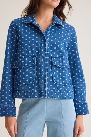 Madi Polka Dot Denim Jacket - Altar'd State - 