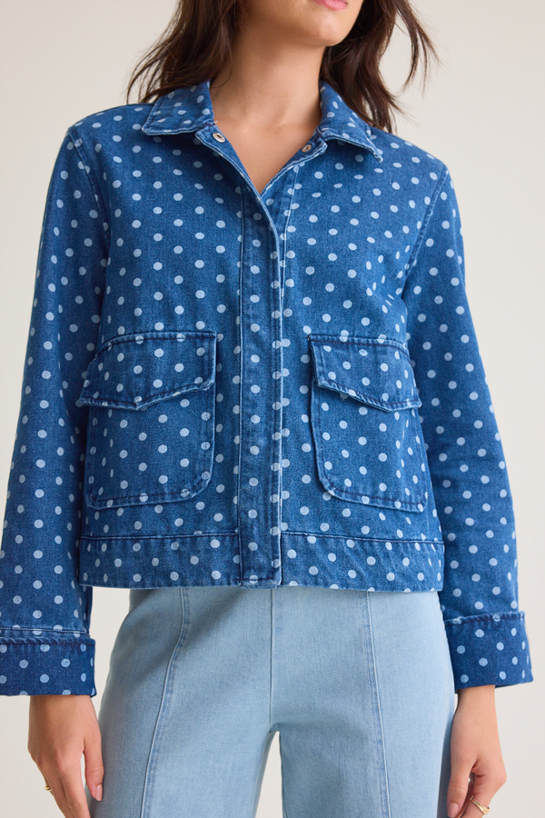 Madi Polka Dot Denim Jacket Detail 3 - Altar'd State