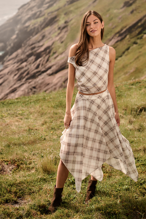 Marin Plaid Handkerchief Midi Skirt - Altar'd State