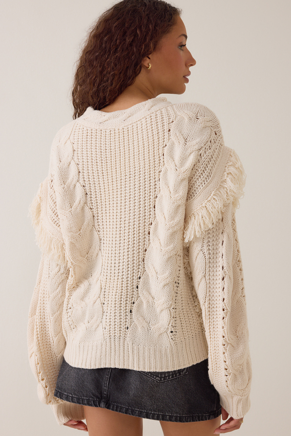Hailey Fringe Knit Sweater Detail 6 - Altar'd State