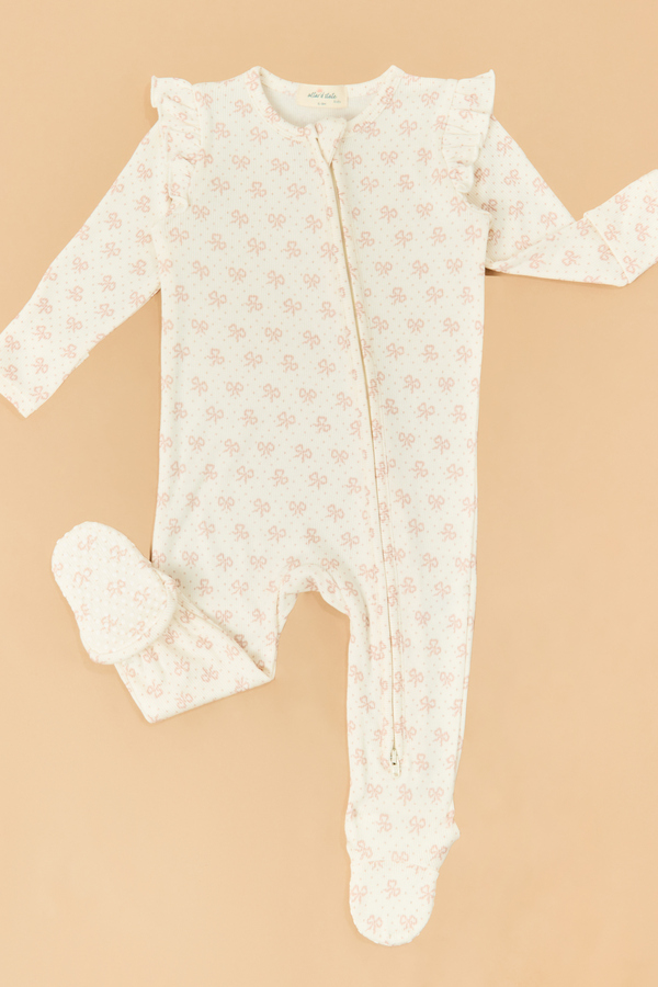 Vintage Mini Bows Ruffle Footie Detail 2 - Altar'd State